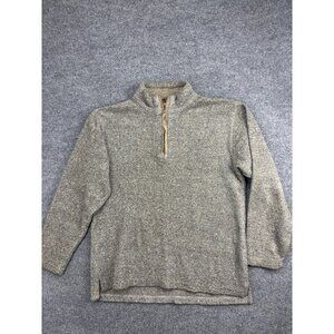 The Territory Ahead Sweater Mens Large Beige Cotton Blend 1/4 Zip Mock Neck